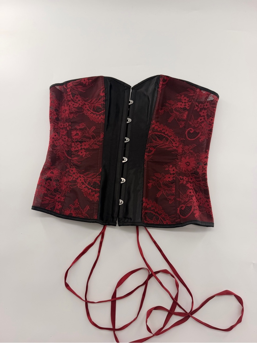 Adore Me Red Lace Black Corset Top Women’s XL Sexy Emo Goth Grunge Lace Up
